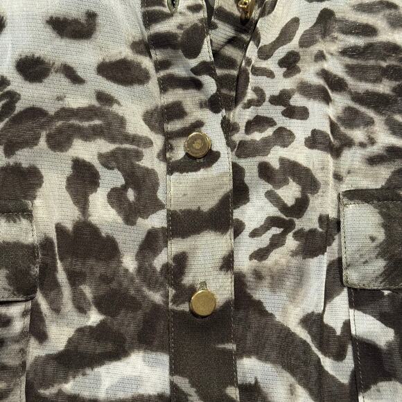 NWT INC Top Sheer Animal Y2K Coquette Grunge Cottage Academia Safari Button 3X - Picture 6 of 7